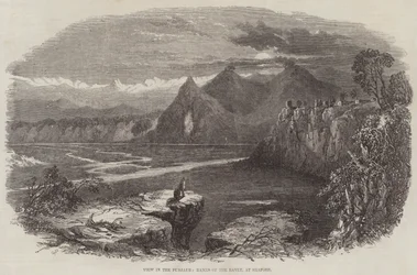 Ansicht im Punjab, Ufer des Ravee bei Shapore
